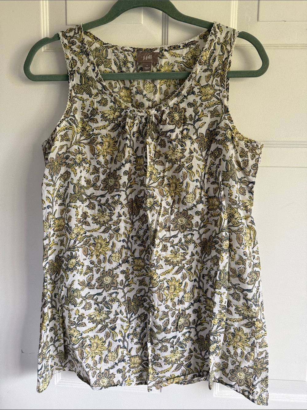 J. Jill Floral Tank Top - Olive and White